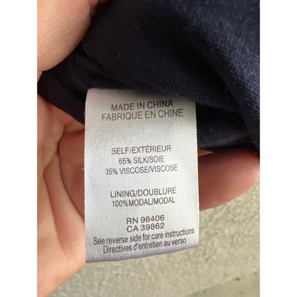 Theory size large navy blue silk & viscose knit dress - Picture 4 of 4